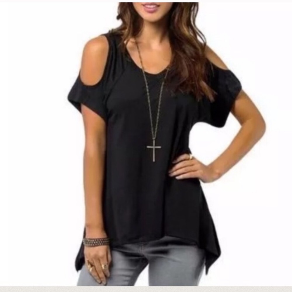 Black cold shoulder top FINAL PRICE